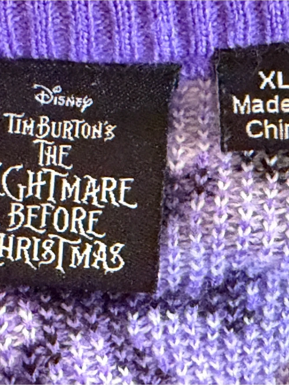 Disney Nightmare Before Christmas Jack Skellington Purple Knit Sweater XL
